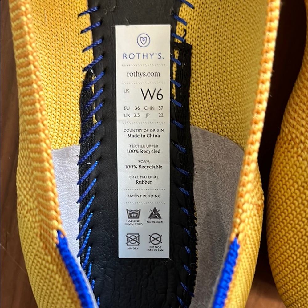 Rothy's Yellow and Blue Pointed-Toe Flats - Picture 2 of 7